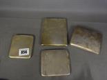 Four silver pocket cigarette cases - Total weight approx. 15 troy oz 
Condition report:  Some