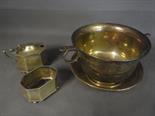 Two silver cruet pieces - missing liners and a silver Loving cup on base - Total weight approx. 10