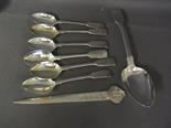 A silver letter, a set of six silver teaspoons and a table spoon - Weight approx. 8 troy oz