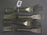 Four Victorian silver thread and fiddle pattern table forks London 1861-62 - makers The Portland