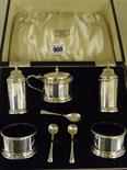 A silver five piece cruet set - Birmingham 1935/36 - Total silver weight approx. 6 troy oz.