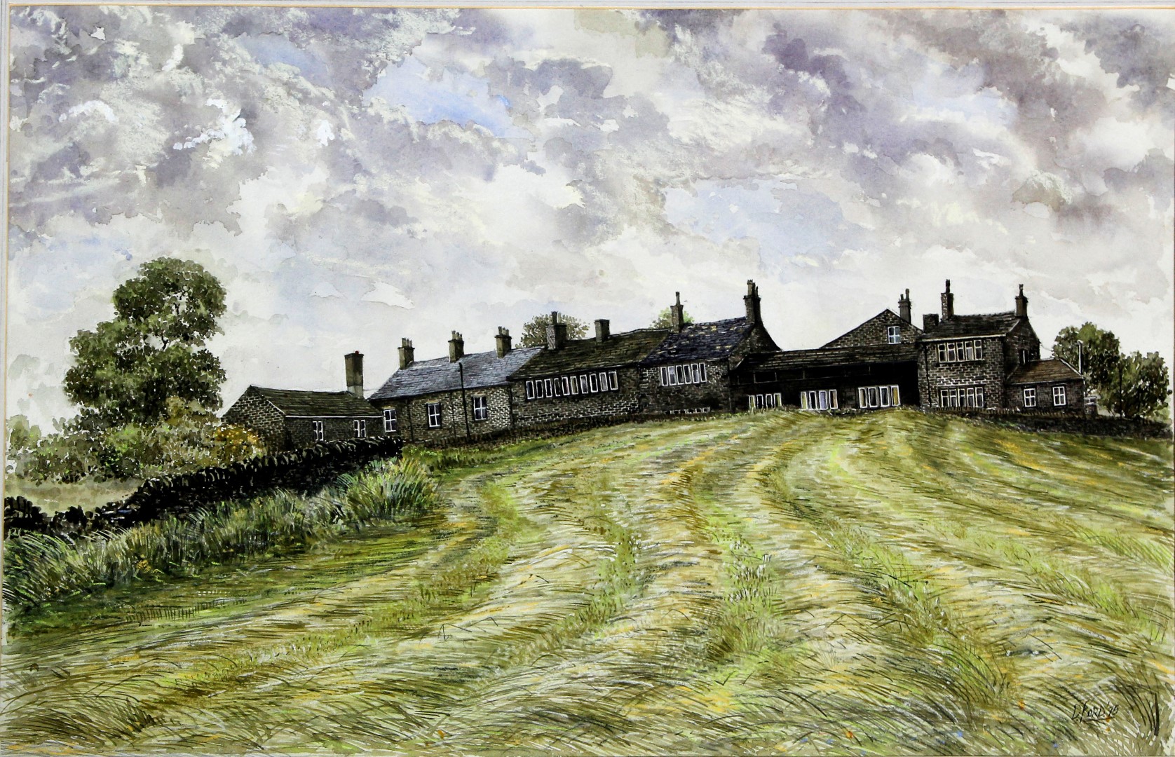 David Ford (20th century) 'Buildings at Saddleworth', watercolour