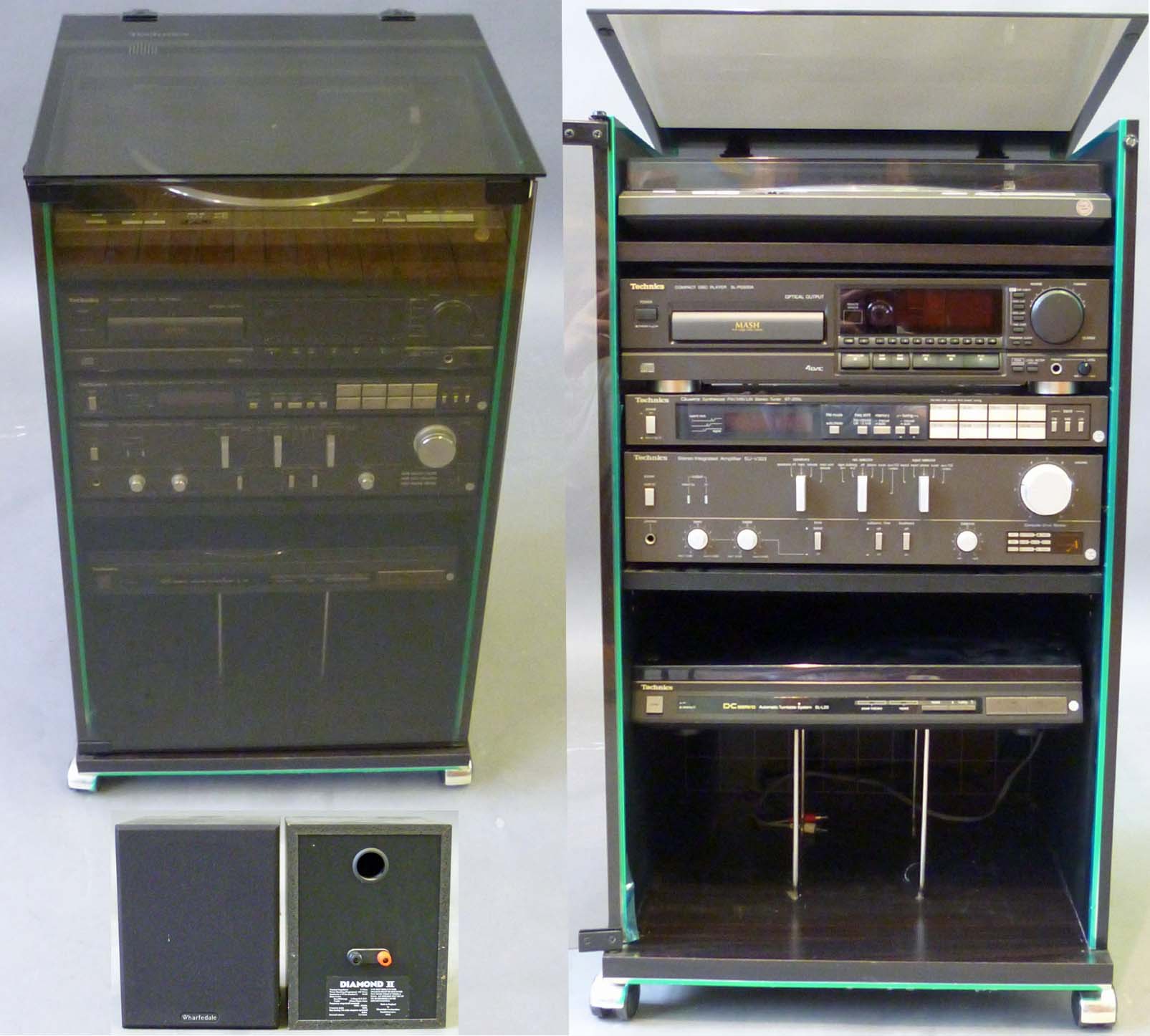 A 1980s Technics Hifi Storage containing a Technics (SLDL1