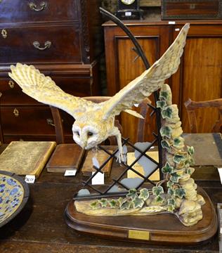 Royal Worcester Porcelain Model Of A Barn Owl And Broken Church