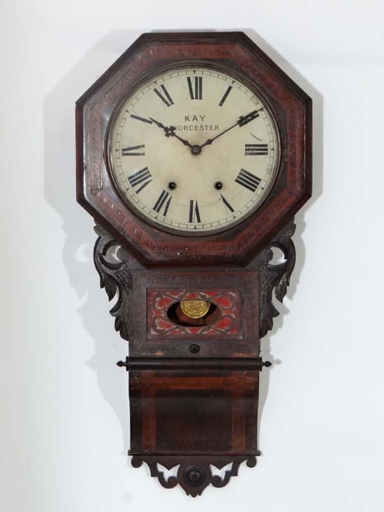 Kay Worcester an inlaid octagonal Drop Dial Wall Clock having a