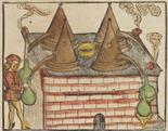 Brunschwig, H.,     Kleines Destillierbuch. Mit altkolor. blattgr. Titelholzschnitt  und nahezu 300