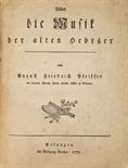 Pfeiffer, A. Fr.,     Über die Musik der alten Hebräer. Mit 1 gefalt. Kupertafel . Erlangen, W.