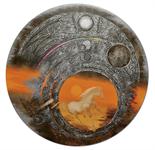 ESPIGA PINTO - NASC. 1940 "Cavalo renascendo ao nascer do sol" técnica mista sobre contraplacado