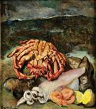 LÁZARO LOZANO - 1906-1999 "O rescate do mar" óleo sobre platex assinado, assinado e datado de 11