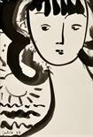 JÚLIO DOS REIS PEREIRA - 1902-1983 "Sem título (Figura feminina)" tinta da China sobre papel
