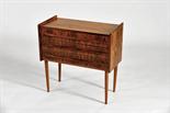 Mesa de apoio com três gavetas pau-santo e folheado de pau-santo dinamarquesa séc. XX (anos 60)