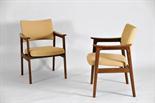 Par de fauteuils teca e madeira exótica assentos e costas estofados dinamarqueses séc. XX (anos