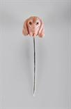 A Tie Pin “Dog`s head”, molded glass paste, Europe, 19th/20th C., latter spike, Dim. - 6 cm