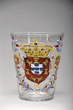A Glass, painted glass probably from Fábrica da Marinha Grande glass, polychromatic decoration