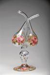 A Double Cruet, blown and molded glass from Fábrica de la Granja, polychromatic decoration “