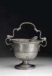 An Aspersorium with aspergillum, pewter, Portuguese, 18th C. (2nd half), defect to the aspergillum