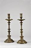 A pair of Candlesticks, Mannerist, bronze, Portuguese, 17th C., small defects Dim. - 41 cm