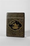 A Card Case, black lacquered wood, gilt decoration "Oriental landscape", Europe, 19th/20th C., small