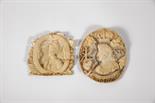 Louis XIV and Maria Theresa-Kings of France, two plates of carved ivory, French, 17th C., one