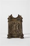 A Pax-board, mannerist, relief bronze "Flagellation" with traces of gilt, backside with engraved