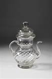 A Teapot, glass, spiral decoration, Portuguese, 19th C.Dim. - 25 cm