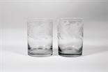 A Pair of Glasses, glass, engraved decoration "Flowers", Europe, 19th C., traces of useDim. - 10,5