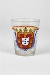 A Glass, painted glass possibly from Coina Manufactory, polychrome decoration "Royal Arms of