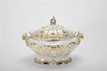 A Large Tureen with Stand, Vista Alegre porcelain, gilt decoration with polychrome Coat of Arms of