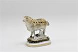A Toothpick Holder "Sheep", Vista Alegre porcelain, polychrome and gold decoration, Portuguese,