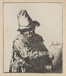 Adriaen van Ostade    1610 Haarlem - 1685 HaarlemDer Drehorgelspieler. 1647.Radierung. Bartsch 8.