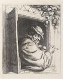 Adriaen van Ostade    1610 Haarlem - 1685 HaarlemDer Raucher am Fenster. Ca. 1667.Radierung.