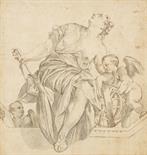 Italien    Allegorie der Astronomie. 17. Jahrhundert.Federzeichnung in Braun, grau laviert. Auf