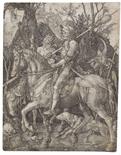 Albrecht Dürer    1471 Nürnberg - 1528 NürnbergDer Reiter (Ritter, Tod und Teufel). 1513.