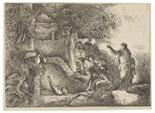 Giovanni Benedetto Castiglione     1616 Genua - 1670 MantuaDie Auferweckung des Lazarus. Ca. 1650.