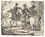 Hans Ulrich Frank     um 1590-95 Kaufbeuren - 1675 AugsburgDrei Reiter vor einem Wirtshaus. 1656.