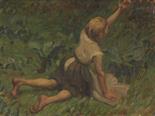 Leo Putz     1869 Meran - 1940 MeranStudie zu Aschenbrödel. 1899.Öl auf Malpappe. Vgl. Putz 1065b (