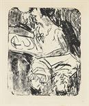 Ernst Ludwig Kirchner     1880 Aschaffenburg - 1938 DavosGraphik besehendes Mädchen. 1907.