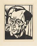 Erich Heckel     1883 Döbeln/Sachsen - 1970 Radolfzell/BodenseeBildnis E.H. 1917.Holzschnitt. Dube
