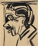 Ernst Ludwig Kirchner     1880 Aschaffenburg - 1938 DavosMännerporträt. Wohl 1910er Jahre.