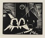 Karl Schmidt-Rottluff     1884 Rottluff bei Chemnitz - 1976 BerlinHäuser und Mond. 1919.