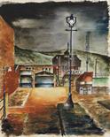 Carl Grossberg     1894 Wuppertal-Elberfeld - 1940 Laon (Frankreich)Häuser bei Nacht. 1922.Aquarell
