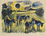 Hermann Max Pechstein     1881 Zwickau - 1955 BerlinKühe auf der Weide. 1923.Aquarell über