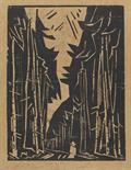 Lyonel Feininger     1871 New York - 1956 New YorkWeg im Tannenwald. 1918.Holzschnitt. Prasse W 26.