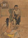 Hermann Max Pechstein     1881 Zwickau - 1955 BerlinZwei Frauen und ein Kleinkind (Firenze). 1913.