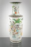 LARGE CHINESE FAMILLE VERTE VASE decorated with figures in landscape setting, 62.5cm high