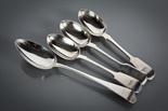 COLLECTION OF GEORGE III AND VICTORIAN SILVER FLATWARE comprising a table spoon and three other