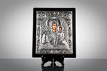 ORTHODOX CHRISTIAN ICON with white metal embossed and chased panel, marked silver 950, 23cm high,