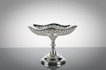 SILVER COMPORT the circular pierced bowl on a knopped stem and circular foot, London hallmarks, 13cm