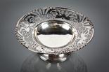 SILVER PEDESTAL COMPORT of circular form, with pierced foliate border, on a domed foot, Sheffield