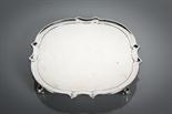GEORGE VI SILVER SALVER makers Henderson and Sorley, of square form and with a raised serpentine
